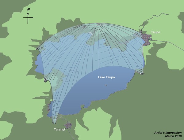 Lake Taupo Dome Artist Impression with labels